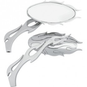 DRAG SPECIALTIES FLAME OVAL MIRROR - CHROME # 0640-0484