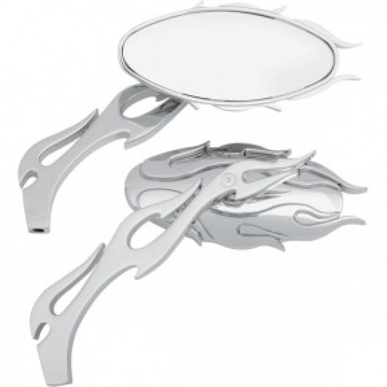 DRAG SPECIALTIES FLAME OVAL MIRROR - CHROME # 0640-0484 DRAG SPECIALTIES FLAME OVAL MIRROR - CHROME # 0640-0484