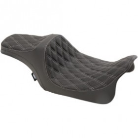 DRAG SPECIALTIES PREDATOR III SEAT - DOUBLE DIAMOND - SILVER STITCHED - FL 08-23 # 0801-1115