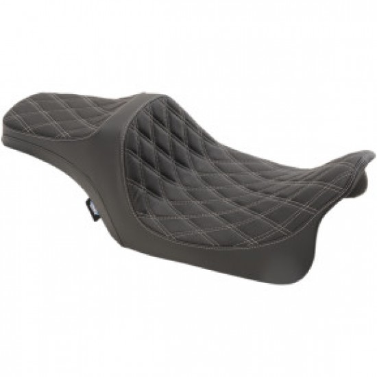 DRAG SPECIALTIES PREDATOR III SEAT - DOUBLE DIAMOND - SILVER STITCHED - FL 08-23 # 0801-1115 DRAG SPECIALTIES PREDATOR III SEAT - DOUBLE DIAMOND - SILVER STITCHED - FL 08-23 # 0801-1115