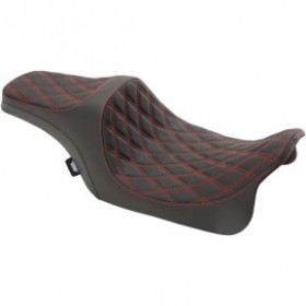 DRAG SPECIALTIES PREDATOR III SEAT - DOUBLE DIAMOND - RED STITCHED - FL 08-23 # 0801-1116
