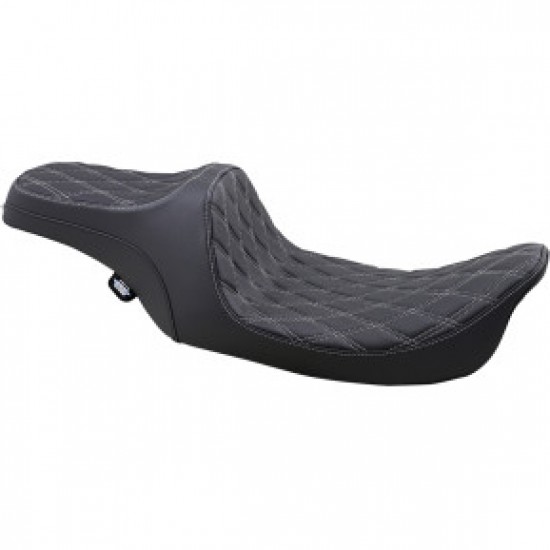 DRAG SPECIALTIES PREDATOR III SEAT - DOUBLE DIAMOND - SILVER STITCHED - FLHR/FLHX 99-07 # 0801-1130
