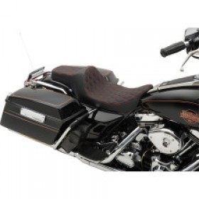 DRAG SPECIALTIES PREDATOR III SEAT - DOUBLE DIAMOND - RED STITCHED - FLHR/FLHX 99-07 # 0801-1131