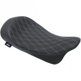 DRAG SPECIALTIES LOW SOLO SEAT - DOUBLE DIAMOND - SILVER STITCH - FL 08-23 # 0801-1153