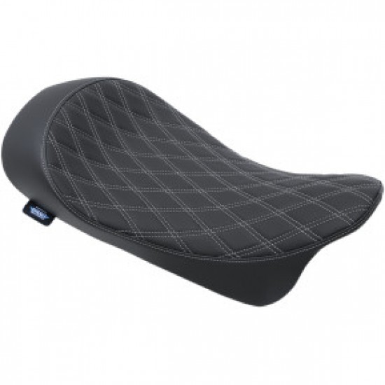 DRAG SPECIALTIES LOW SOLO SEAT - DOUBLE DIAMOND - SILVER STITCH - FL 08-23 # 0801-1153 DRAG SPECIALTIES LOW SOLO SEAT - DOUBLE DIAMOND - SILVER STITCH - FL 08-23 # 0801-1153