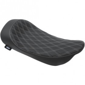 DRAG SPECIALTIES LOW SOLO SEAT - DOUBLE DIAMOND - SILVER STITCH - FLHR/FLHX 99-07 # 0801-1156