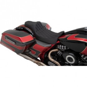 DRAG SPECIALTIES PREDATOR III SEAT - EXTENDED - DOUBLE DIAMOND - BLACK STITCHING - FL 08-23 # 0801-1260