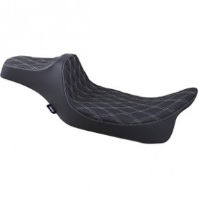 DRAG SPECIALTIES PREDATOR III SEAT - EXTENDED - DOUBLE DIAMOND - RED STITCHED - FL 08-23 # 0801-1262