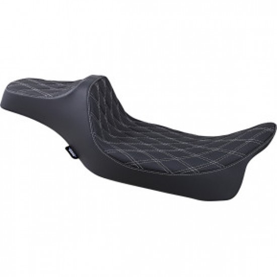 DRAG SPECIALTIES PREDATOR III SEAT - EXTENDED - DOUBLE DIAMOND - RED STITCHED - FL 08-23 # 0801-1262