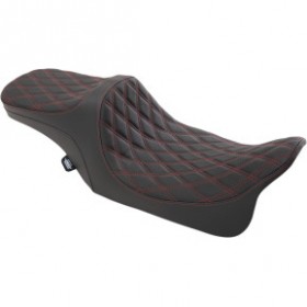 DRAG SPECIALTIES PREDATOR III 2-UP SEAT - DOUBLE DIAMOND - RED THREAD - FL 99-07 # 0801-1310