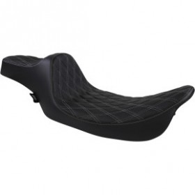 DRAG SPECIALTIES EXTENDED REACH PREDATOR III SEAT - DOUBLE DIAMOND - BLACK W/ RED STITCHING - FL 99-07 # 0801-1371