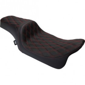 DRAG SPECIALTIES PREDATOR 1UP SEAT - VINYL - DOUBLE DIAMOND RED STITCH - FLH 08-23 # 0801-1491