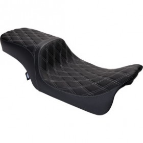 DRAG SPECIALTIES PREDATOR 2-UP SEAT - VINYL - DOUBLE DIAMOND RED STITCH - W/O BACKREST - FLH 08-23 # 0801-1494