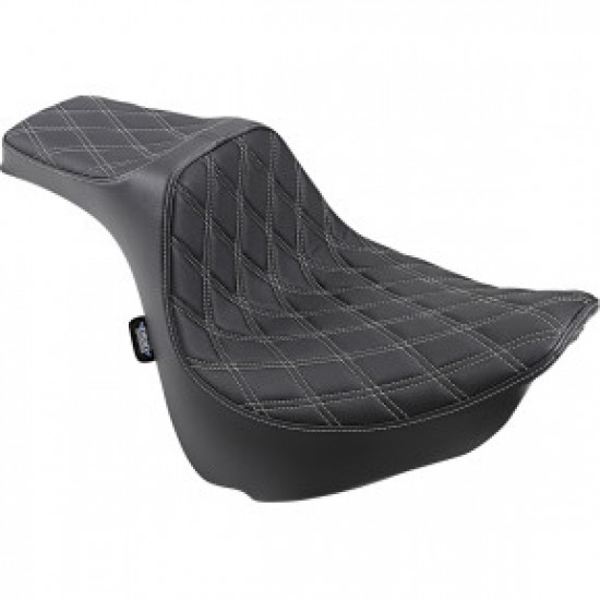 DRAG SPECIALTIES PREDATOR III SEAT - DOUBLE DIAMOND - SILVER STITCHED - FXFB/S 18-23 # 0802-1073