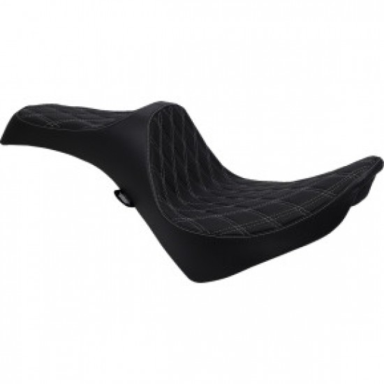 DRAG SPECIALTIES PREDATOR III SEAT - DOUBLE DIAMOND - SILVER STITCHING - FL/FX 18-22 # 0802-1146