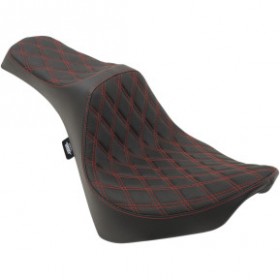 DRAG SPECIALTIES PREDATOR III SEAT - DOUBLE DIAMOND - RED STITCHING - FL/FX 18-22 # 0802-1147