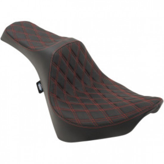 DRAG SPECIALTIES PREDATOR III SEAT - DOUBLE DIAMOND - RED STITCHING - FL/FX 18-22 # 0802-1147