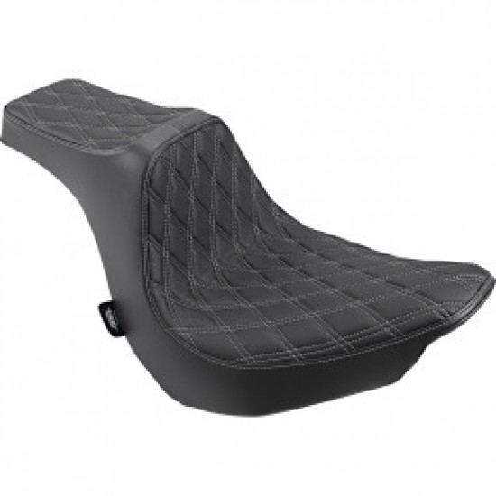 DRAG SPECIALTIES PREDATOR III SEAT - DOUBLE DIAMOND - SILVER STITCHING - FLFB/S 18-22 # 0802-1189