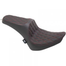DRAG SPECIALTIES PREDATOR III SEAT - DOUBLE DIAMOND - RED STITCHING - FX/FL 00-17 # 0802-1361