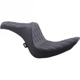 DRAG SPECIALTIES PREDATOR III SEAT - DOUBLE DIAMOND - BLACK W/ SILVER STITCHING - SOFTAIL 06-17 # 0802-1439