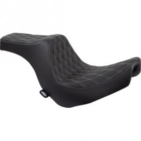 DRAG SPECIALTIES PREDATOR III SEAT - DOUBLE DIAMOND - BLACK W/ SILVER STITCHING - FL/FX 18-22 # 0802-1493