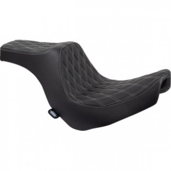DRAG SPECIALTIES PREDATOR III SEAT - DOUBLE DIAMOND - BLACK W/ SILVER STITCHING - FL/FX 18-22 # 0802-1493