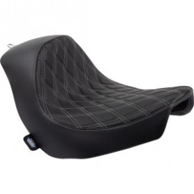 DRAG SPECIALTIES SOLO SEAT - DOUBLE DIAMOND - SILVER STITCHING - FL/FX 18-23 # 0802-1514