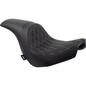 DRAG SPECIALTIES PREDATOR SEAT - DOUBLE DIAMOND W/ SILVER SITCHING - VINYL - FLSB/FXLR 18-23 # 0802-1518