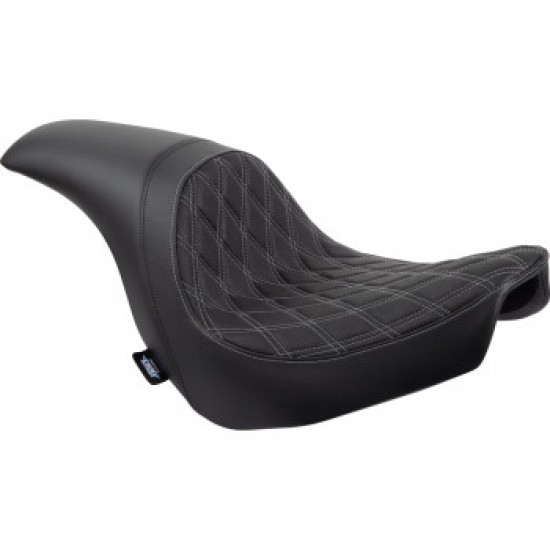 DRAG SPECIALTIES PREDATOR SEAT - DOUBLE DIAMOND W/ SILVER SITCHING - VINYL - FLSB/FXLR 18-23 # 0802-1518
