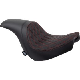 DRAG SPECIALTIES PREDATOR SEAT - DOUBLE DIAMOND W/ RED SITCHING - VINYL - FLSB/FXLR 18-23 # 0802-1519