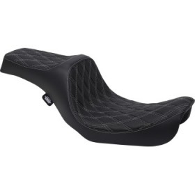 DRAG SPECIALTIES PREDATOR III SEAT - DOUBLE DIAMOND - SILVER STITCHING - FXD/FLD 06-17 # 0803-0603