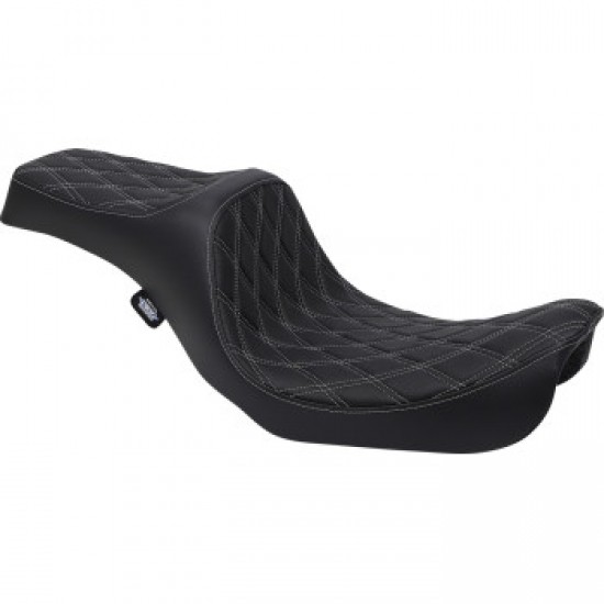 DRAG SPECIALTIES PREDATOR III SEAT - DOUBLE DIAMOND - SILVER STITCHING - FXD/FLD 06-17 # 0803-0603