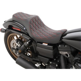 DRAG SPECIALTIES PREDATOR III SEAT - DOUBLE DIAMOND - RED STITCHING - FXD/FLD 06-17 # 0803-0604