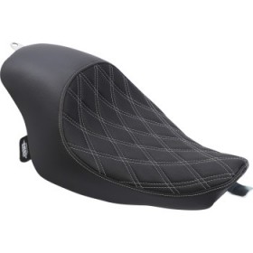 DRAG SPECIALTIES 3/4 SOLO SEAT - DOUBLE DIAMOND - BLACK W/ SILVER STITCHING - XL 04-22 # 0804-0745