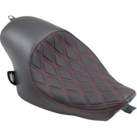 DRAG SPECIALTIES 3/4 SOLO SEAT - DOUBLE DIAMOND - BLACK W/ RED STITCHING - XL 04-22 # 0804-0746