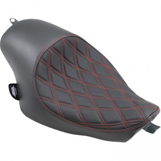DRAG SPECIALTIES 3/4 SOLO SEAT - DOUBLE DIAMOND - BLACK W/ RED STITCHING - XL 04-22 # 0804-0746 DRAG SPECIALTIES 3/4 SOLO SEAT - DOUBLE DIAMOND - BLACK W/ RED STITCHING - XL 04-22 # 0804-0746