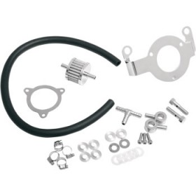 DRAG SPECIALTIES CRANKCASE BREATHER WITH SUPPORT BRACKET KIT - DYNA/SOFTAIL/TOURING/TRIKE # 1013-0036