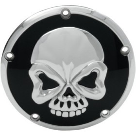 DRAG SPECIALTIES DERBY COVER - CHROME/BLACK - SKULL # 1107-0327