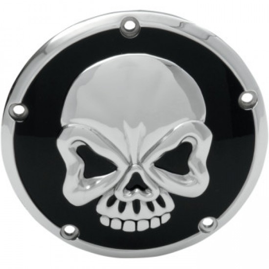 DRAG SPECIALTIES DERBY COVER - CHROME/BLACK - SKULL # 1107-0327 DRAG SPECIALTIES DERBY COVER - CHROME/BLACK - SKULL # 1107-0327