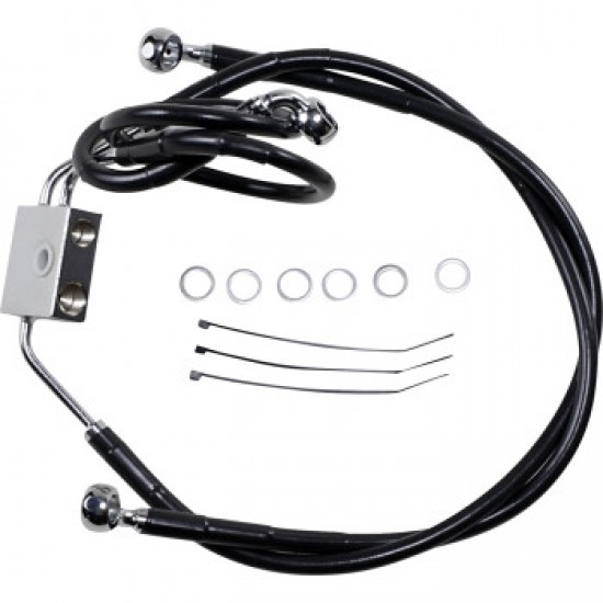 DRAG SPECIALTIES BRAKE LINE - FRONT - BLACK - 2 - FXDF 12-17 # 1741-3824
