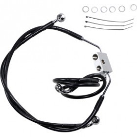 DRAG SPECIALTIES BRAKE LINE - FRONT - BLACK - 4 - FXDF 12-17 # 1741-3826