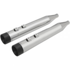 DRAG SPECIALTIES 4 SLIP-ON MUFFLERS WITH BILLET END CAPS - CHROME/BLACK # 1801-1262