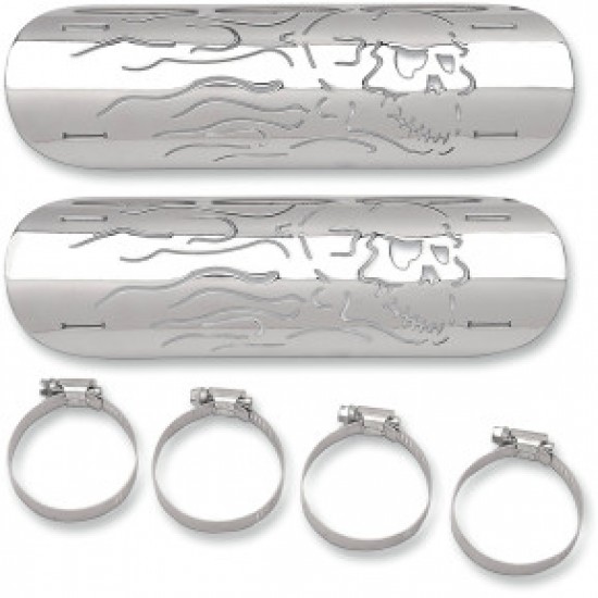 DRAG SPECIALTIES FLAME SKULL HEAT SHIELD # 1861-0102 DRAG SPECIALTIES FLAME SKULL HEAT SHIELD # 1861-0102