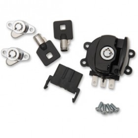 DRAG SPECIALTIES SIDE HINGE IGNITION SWITCH WITH SADDLEBAG LOCK - GLOSS BLACK # 2106-0408