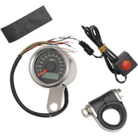 DRAG SPECIALTIES PROGRAMMABLE MINI ELECTRONIC SPEEDOMETER WITH ODOMETER/TRIPMETER - 1.87 - POLISHED # 2210-0172 