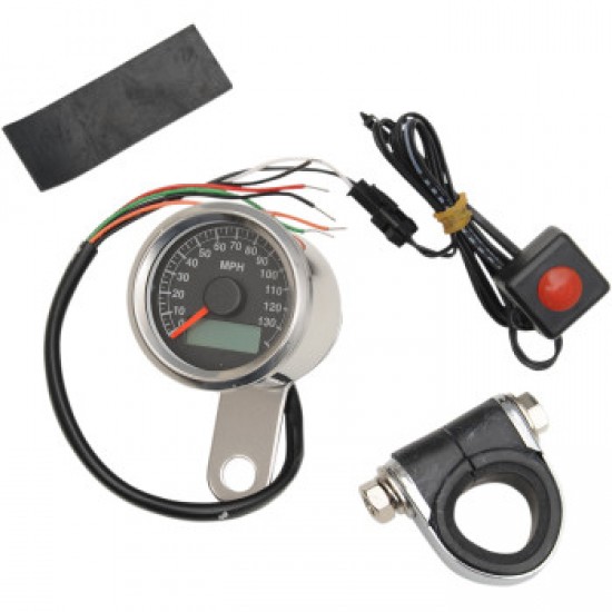 DRAG SPECIALTIES PROGRAMMABLE MINI ELECTRONIC SPEEDOMETER WITH ODOMETER/TRIPMETER - 1.87 - POLISHED # 2210-0172 