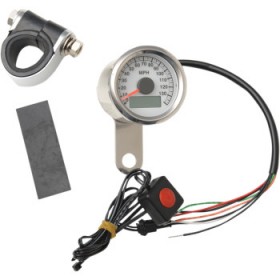 DRAG SPECIALTIES PROGRAMMABLE MINI ELECTRONIC SPEEDOMETER WITH ODOMETER/TRIPMETER - 1.87 - POLISHED # 2210-0173