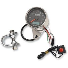 DRAG SPECIALTIES PROGRAMMABLE MINI ELECTRONIC SPEEDOMETER WITH ODOMETER/TRIPMETER - 2.4 - POLISHED # 2210-0174