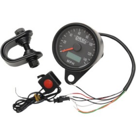 DRAG SPECIALTIES PROGRAMMABLE MINI ELECTRONIC SPEEDOMETER WITH ODOMETER/TRIPMETER - 2.4 - MATTE BLACK # 2210-0257
