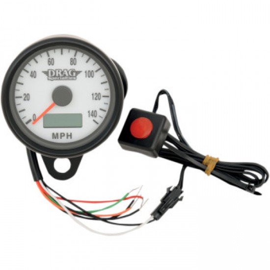 DRAG SPECIALTIES PROGRAMMABLE MINI ELECTRONIC SPEEDOMETER WITH ODOMETER/TRIPMETER - 2.4 - BLACK # 2210-0258